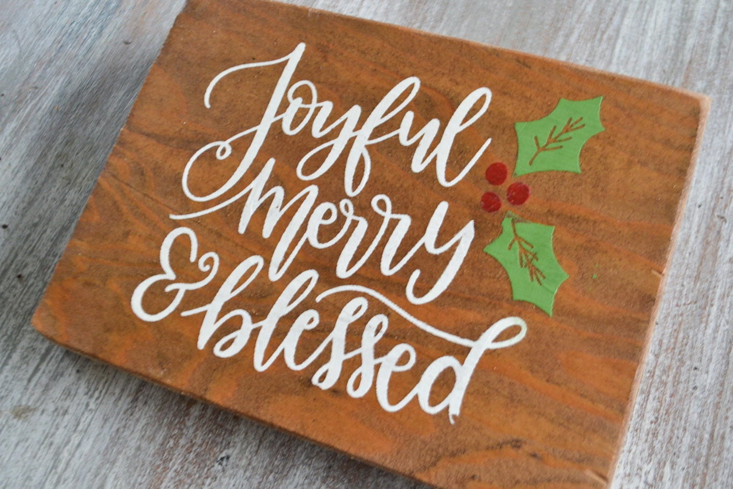 Joyful, Merry & Blessed Small Wood Christmas Sign, Rustic Christmas Sign, Farmhouse Christmas Sign-Farmhouse Christmas Decor