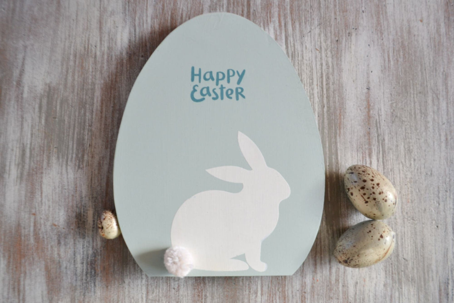 Happy Easter Egg Wooden Sign-Easter Bunny Sign-Easter Decor