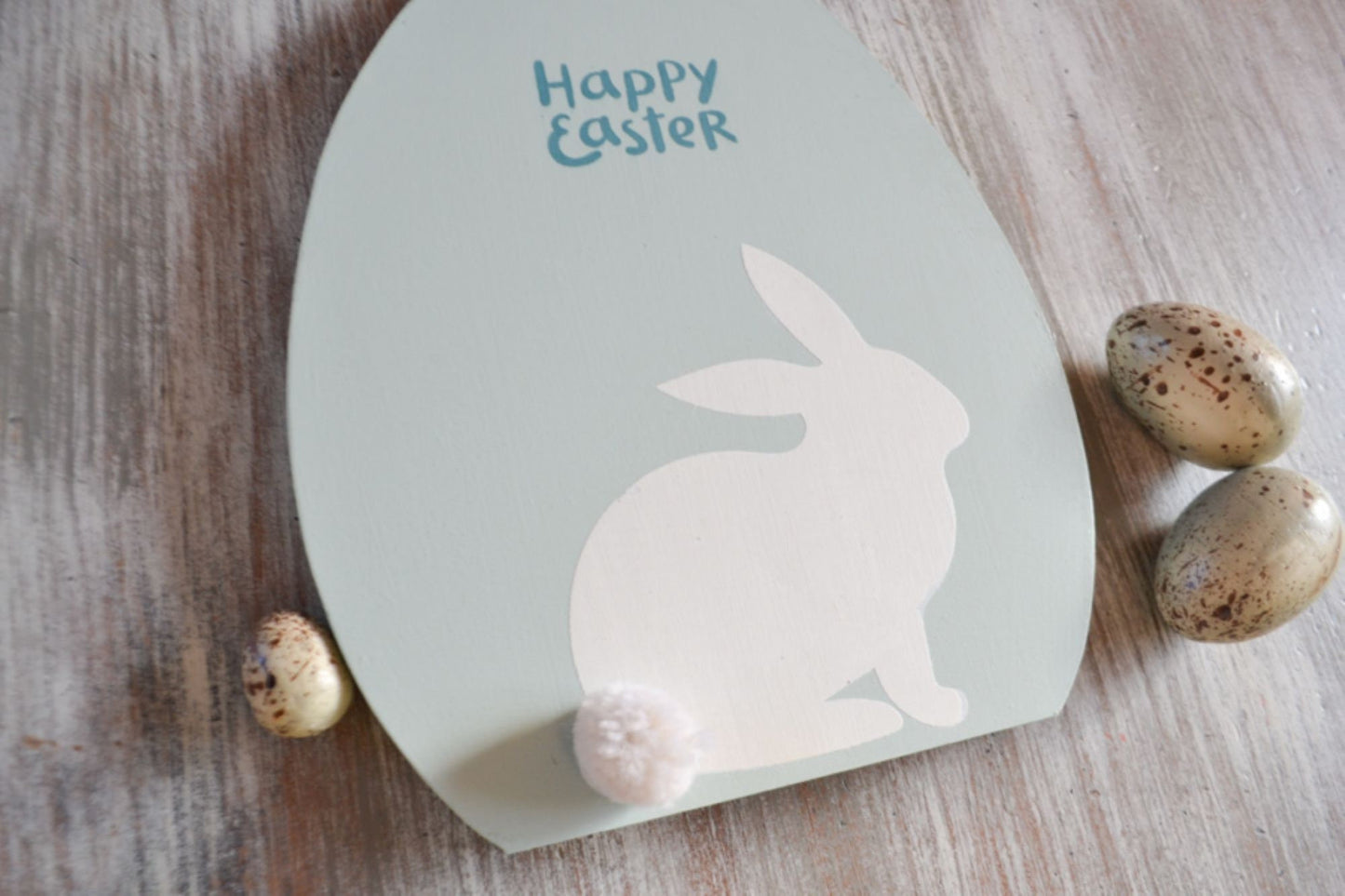 Happy Easter Egg Wooden Sign-Easter Bunny Sign-Easter Decor