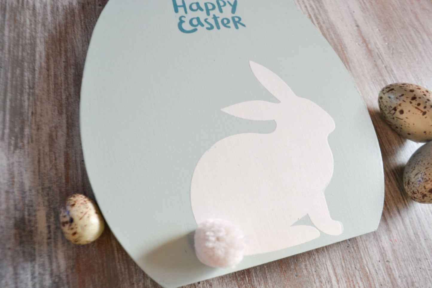 Happy Easter Egg Wooden Sign-Easter Bunny Sign-Easter Decor