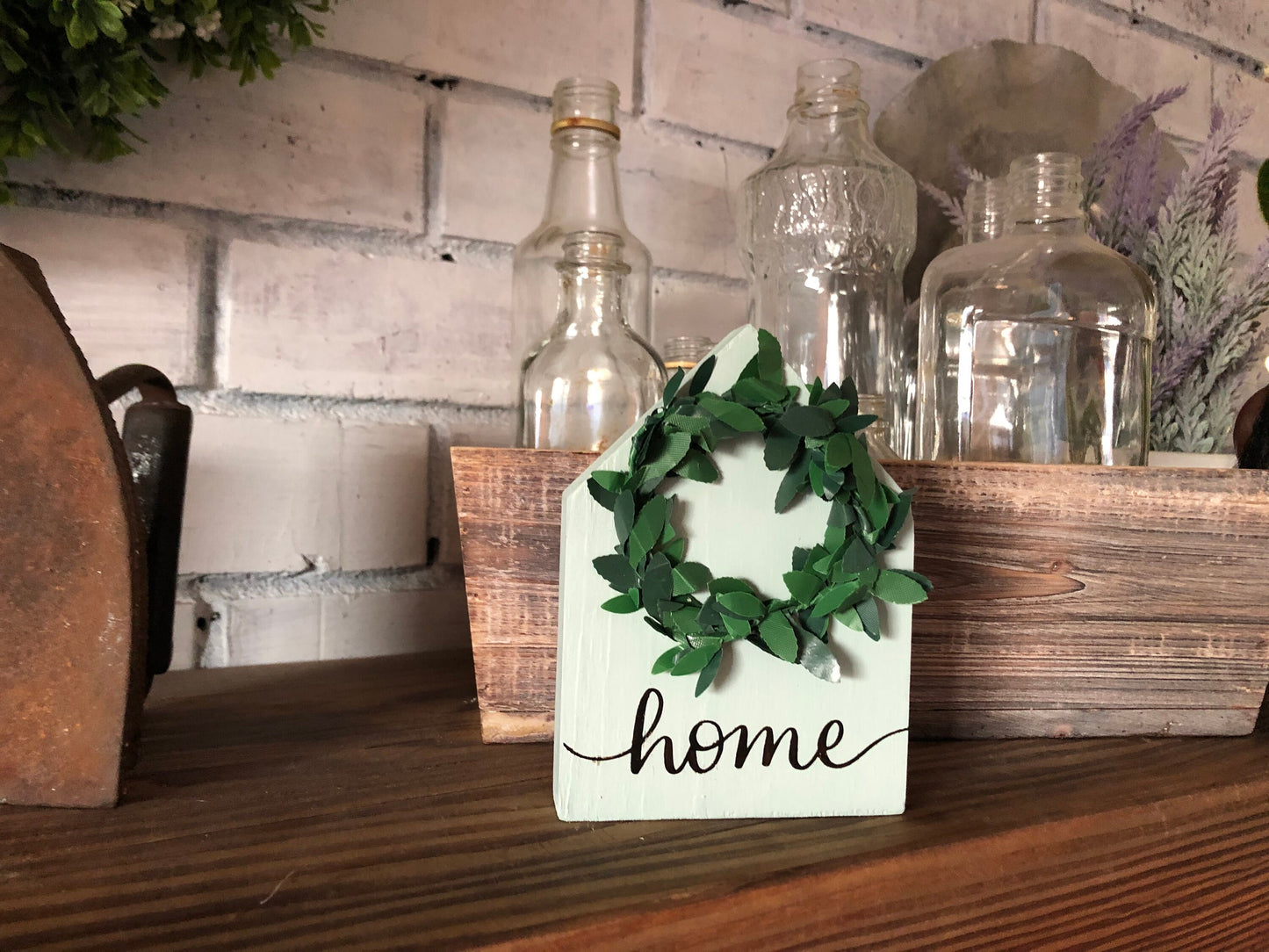 Mini Home Wreath House Decor-Mini Sign Decor-Tiered Tray Decor-Farmhouse Decor