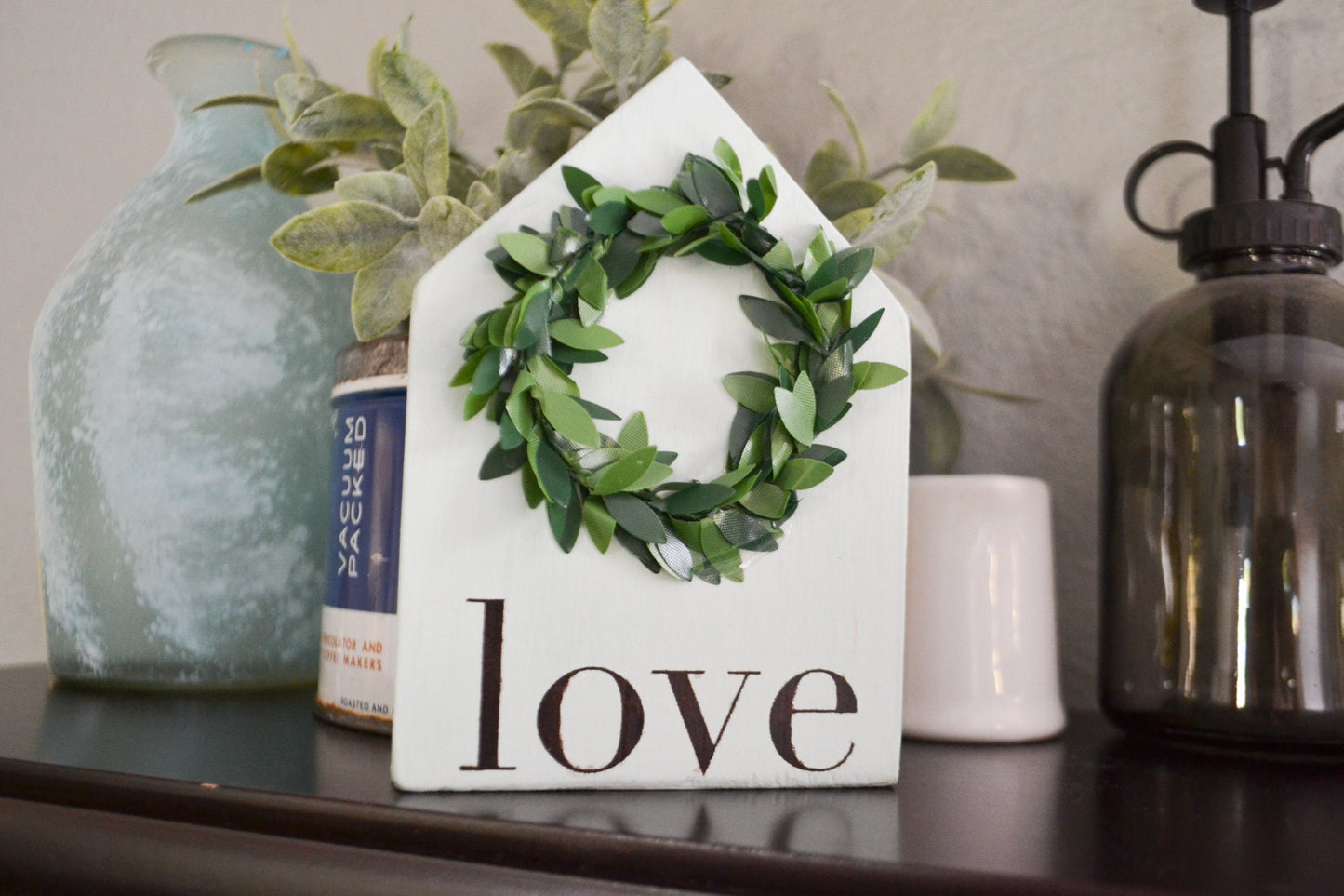 Mini Love Wreath House Decor Mini Sign Decor Tiered Tray Decor Love Decor Farmhouse Love