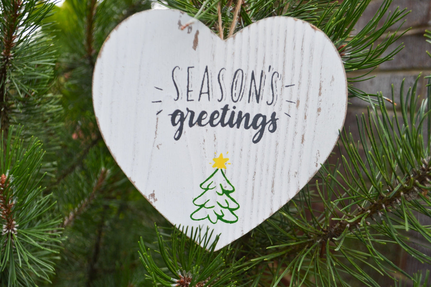 Rustic Farmhouse  Heart Ornament-Shabby Chic Christmas-Rustic Christmas Ornament