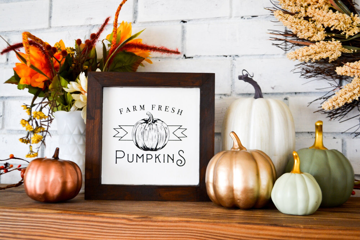 Fall Farmhouse Decor-Fall Decor-Fall Harvest Blessings-Mantel Decor-Mini House Sign-Pumpkin Decor