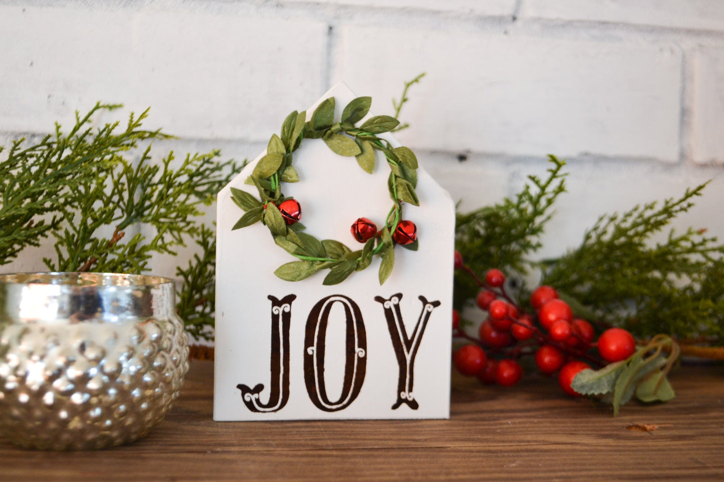 Mini JOY House Shaped Sign, Mini Sign Decor, Tiered Tray Decor, Mini Holiday Decor, Farmhouse Christmas