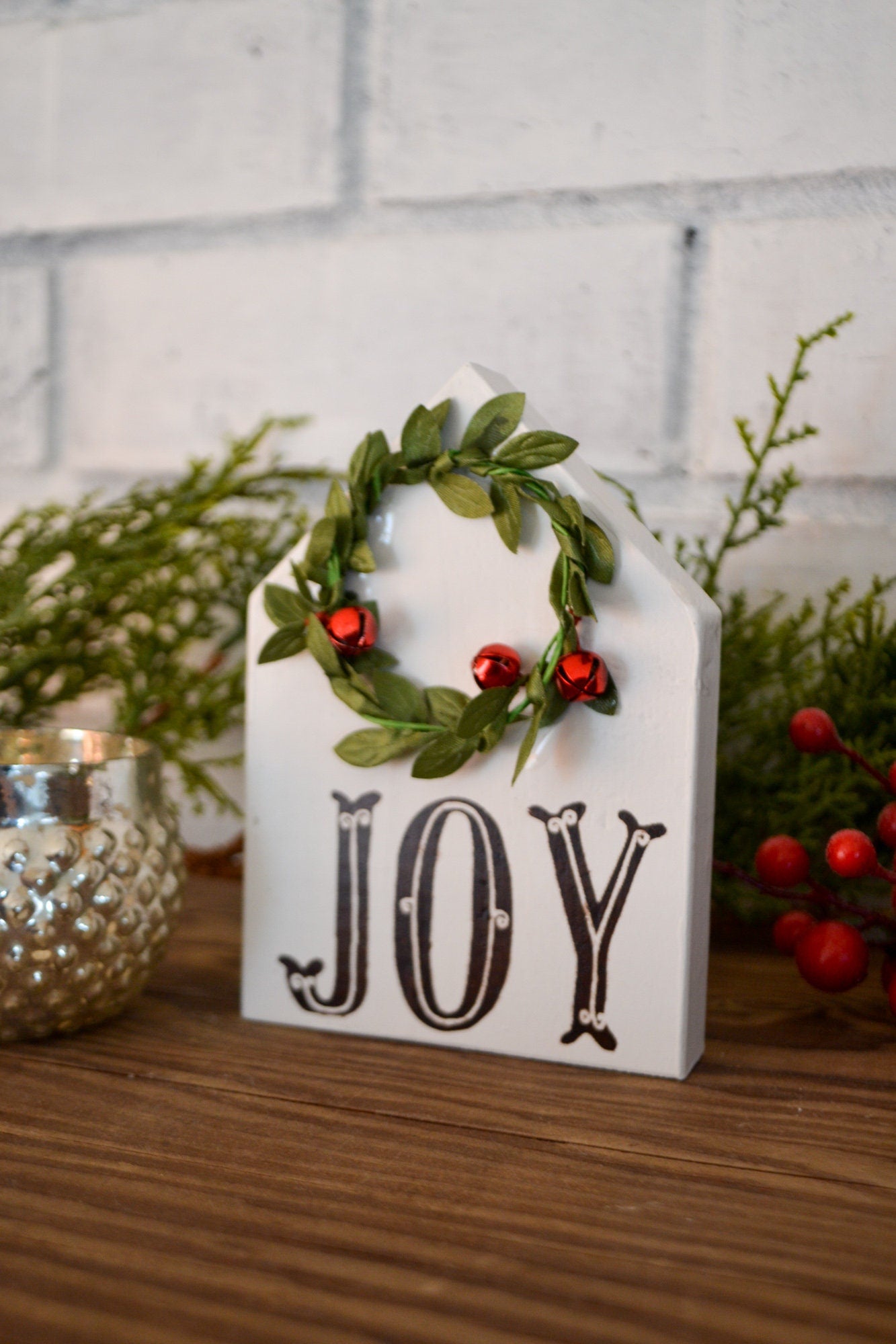 Mini JOY House Shaped Sign, Mini Sign Decor, Tiered Tray Decor, Mini Holiday Decor, Farmhouse Christmas