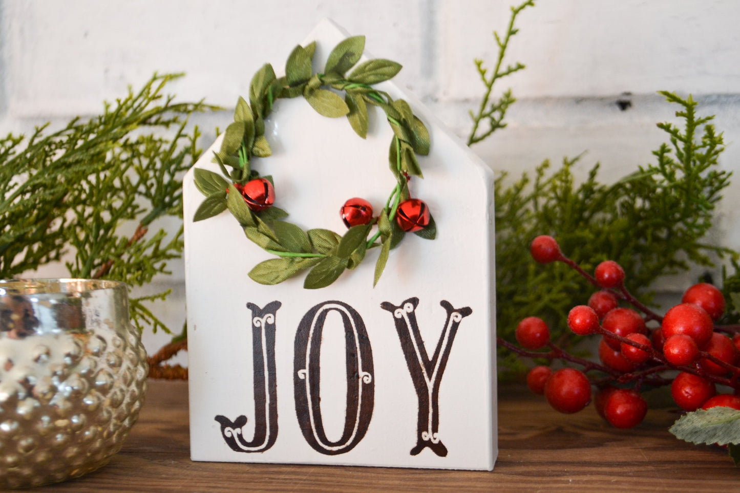 Mini JOY House Shaped Sign, Mini Sign Decor, Tiered Tray Decor, Mini Holiday Decor, Farmhouse Christmas