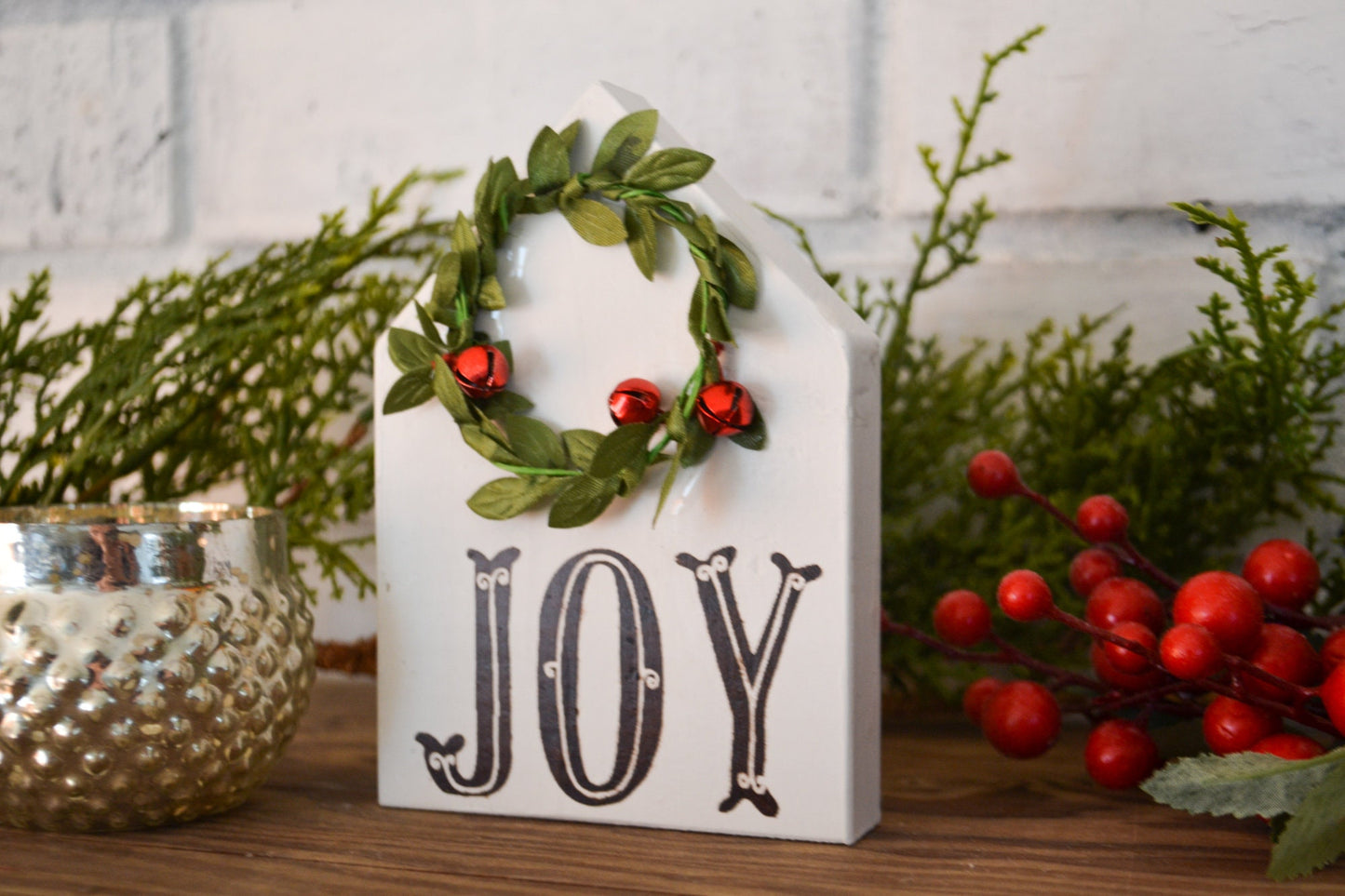 Mini JOY House Shaped Sign, Mini Sign Decor, Tiered Tray Decor, Mini Holiday Decor, Farmhouse Christmas