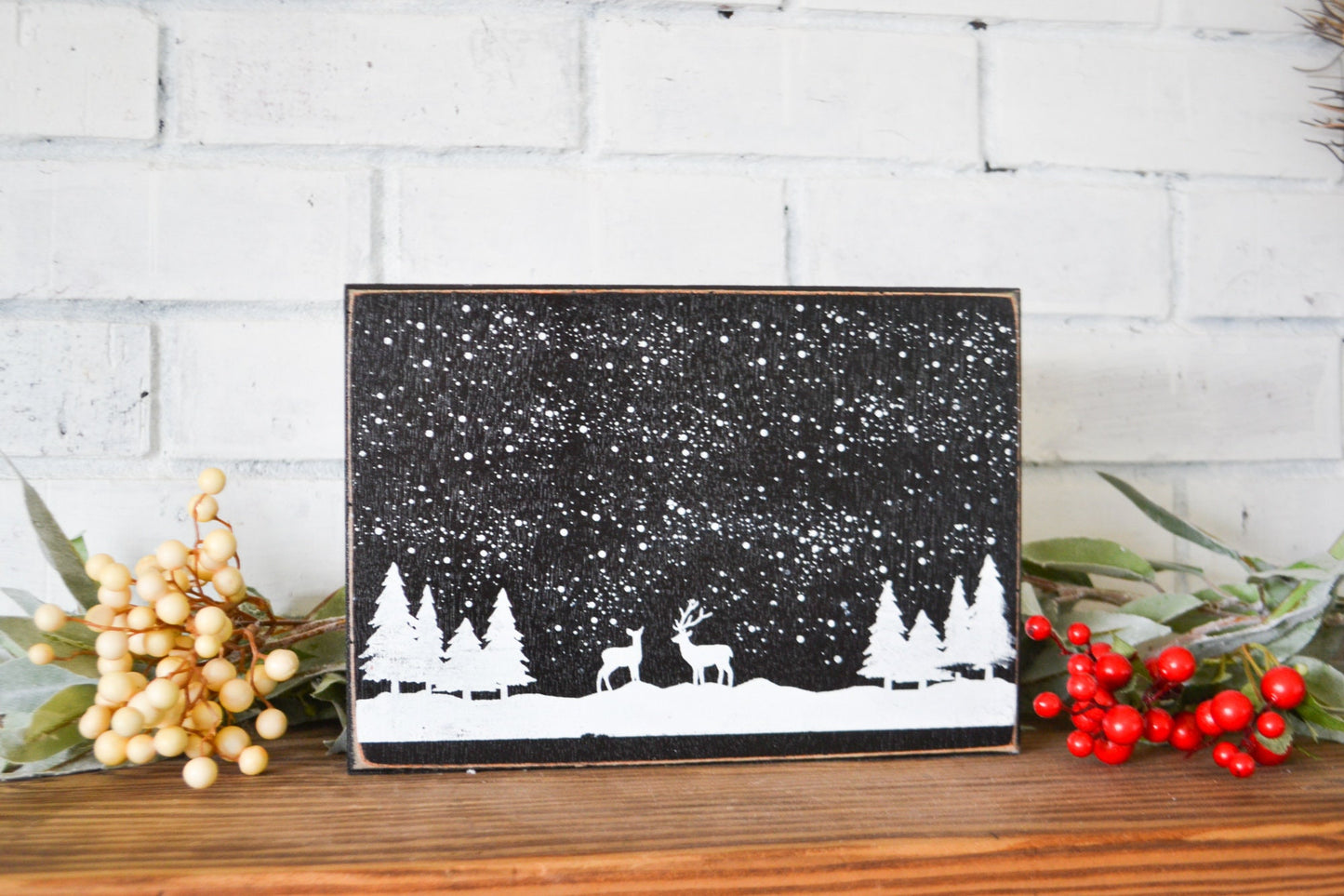 Winter Home Decor-Winter decor-Deer Winter Scene-Deer decor-Woodland Decor-Woodland Winter