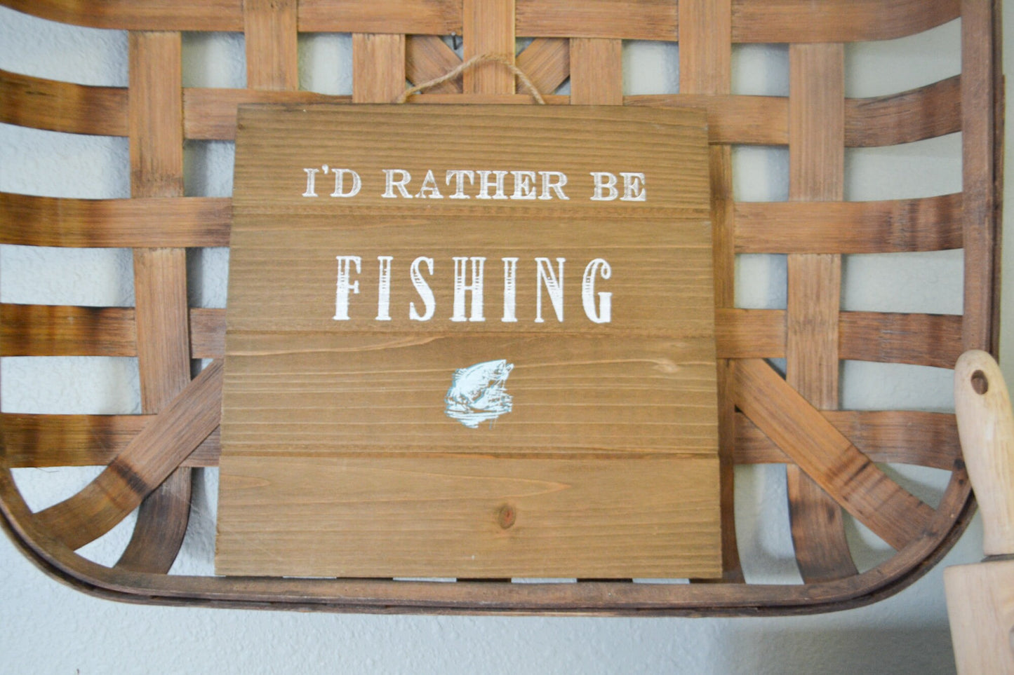 I'd Rather Be Fishing Shiplap Style Sign-Dad Gift-Men's Gift Idea-Fishing Decor