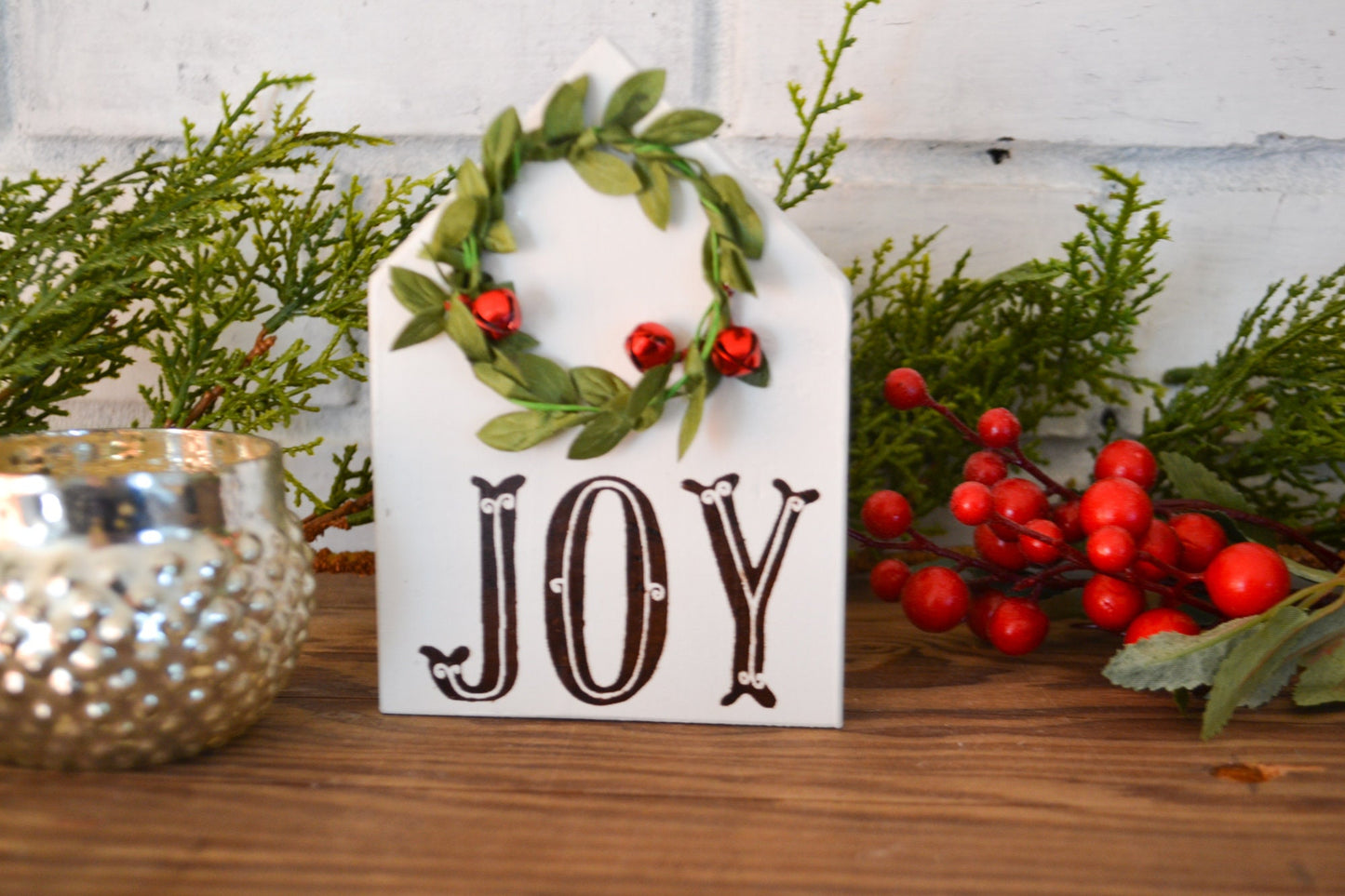 Mini JOY House Shaped Sign, Mini Sign Decor, Tiered Tray Decor, Mini Holiday Decor, Farmhouse Christmas