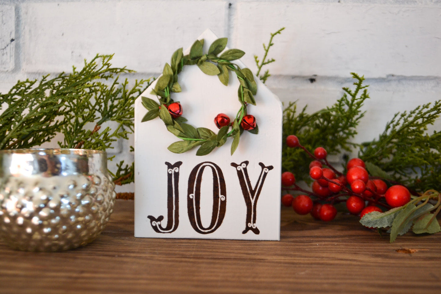 Mini JOY House Shaped Sign, Mini Sign Decor, Tiered Tray Decor, Mini Holiday Decor, Farmhouse Christmas