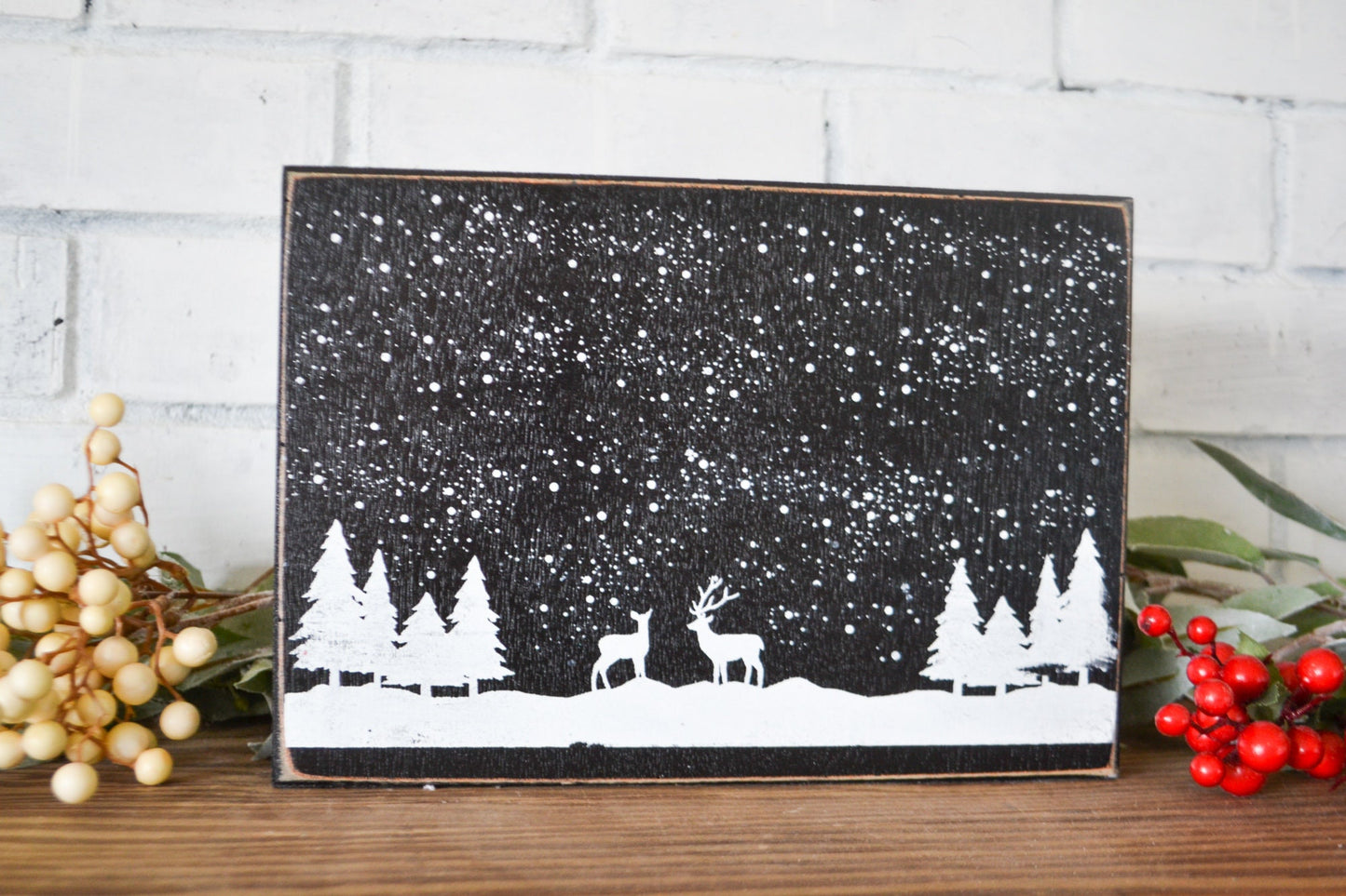 Winter Home Decor-Winter decor-Deer Winter Scene-Deer decor-Woodland Decor-Woodland Winter