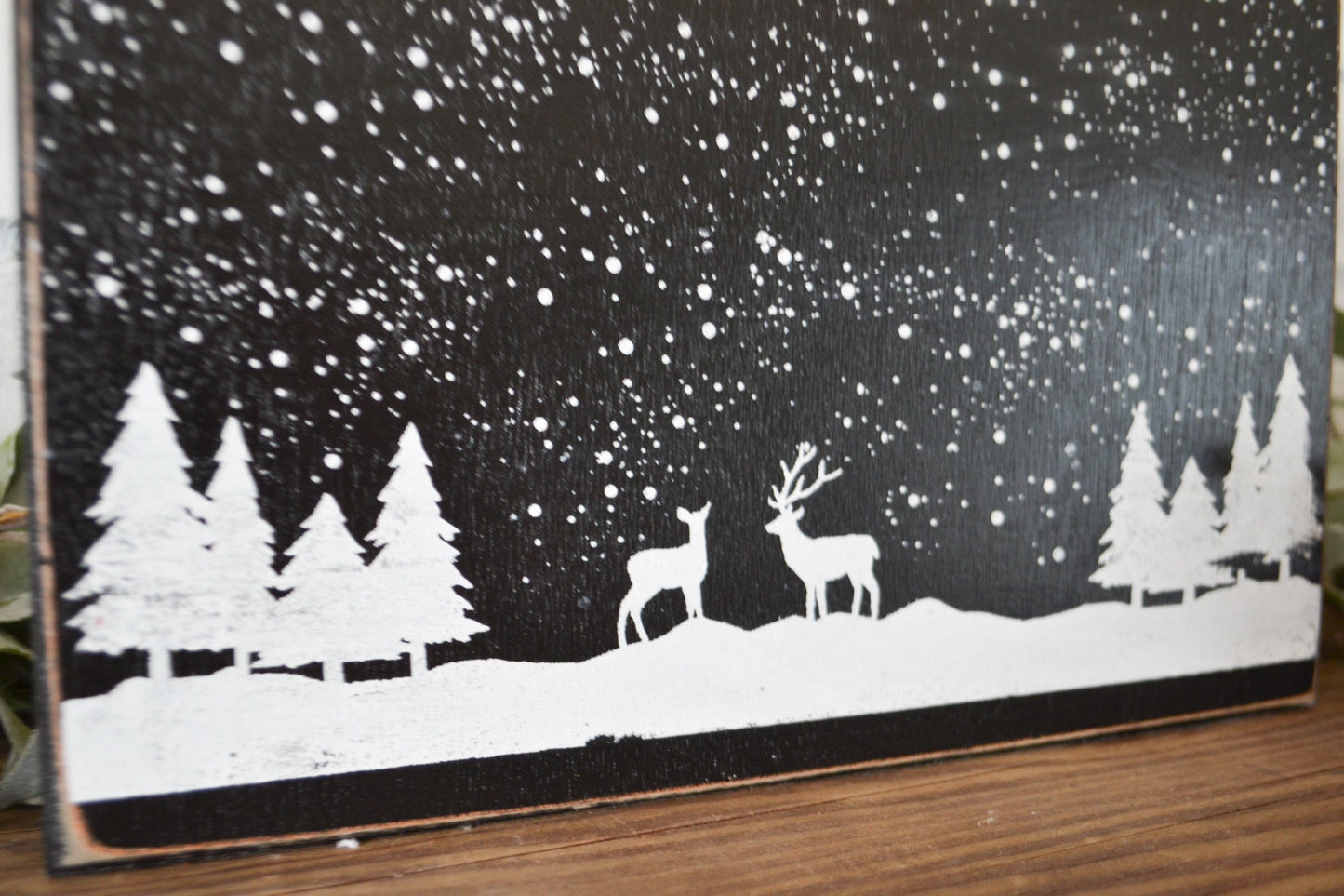 Winter Home Decor-Winter decor-Deer Winter Scene-Deer decor-Woodland Decor-Woodland Winter