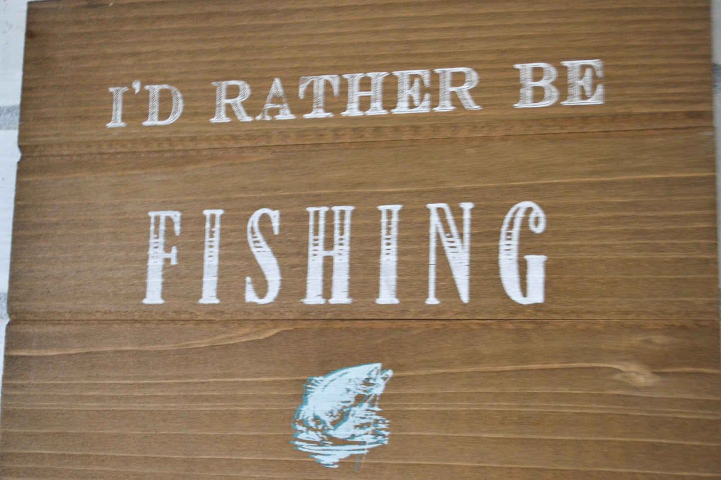 I'd Rather Be Fishing Shiplap Style Sign-Dad Gift-Men's Gift Idea-Fishing Decor