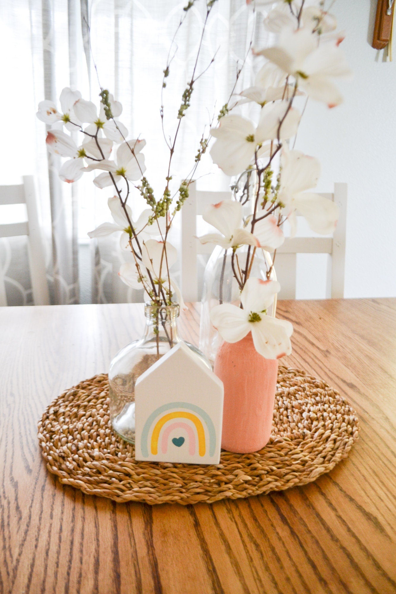 Rainbow House Shaped Decor-Mini Sign Decor-Tiered Tray Decor-Spring Farmhouse Decor-Spring Decor