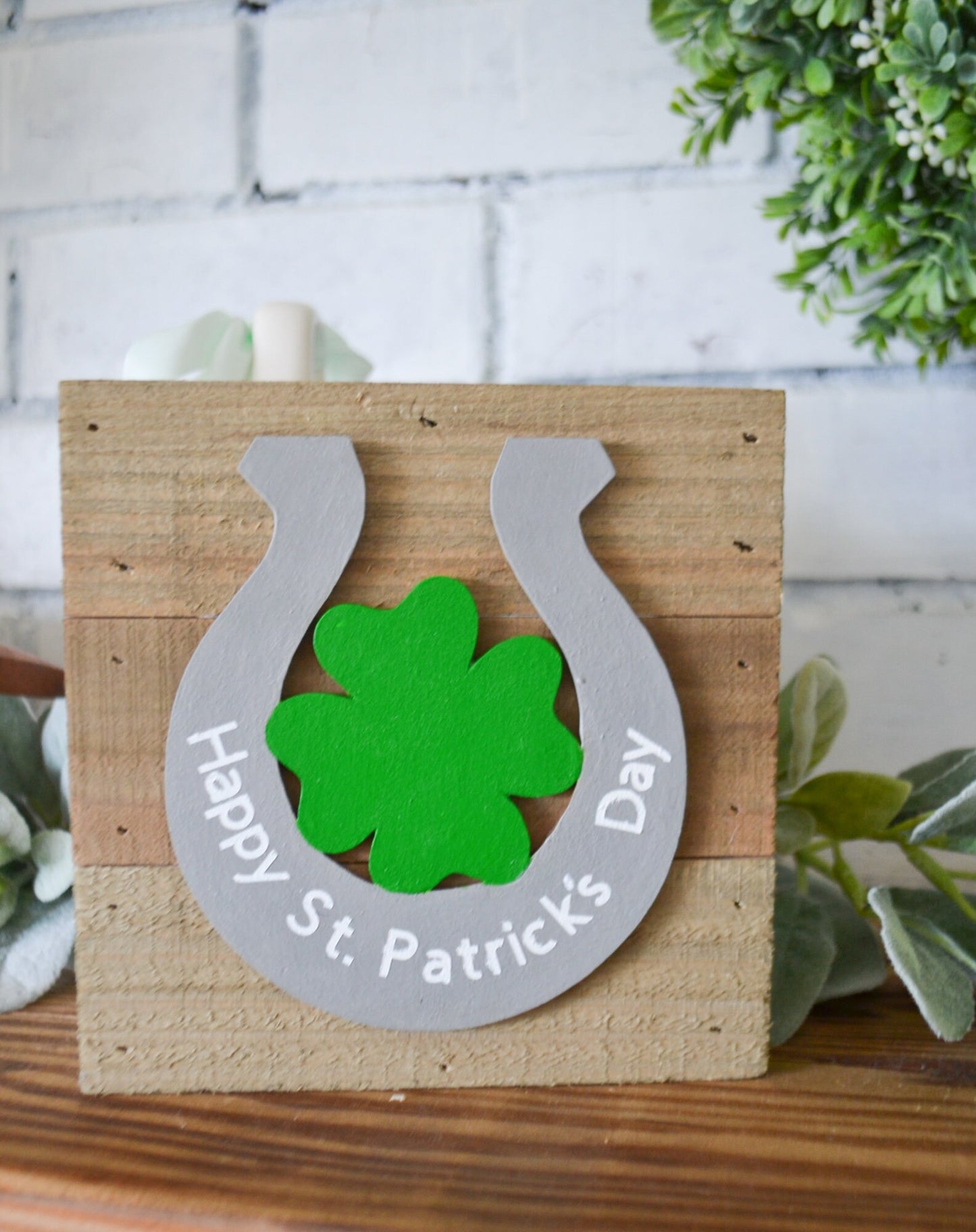 St. Patrick's Day Decor-Small Wood Rustic Horseshoe Sign-Irish Decor-St. Patty's Day