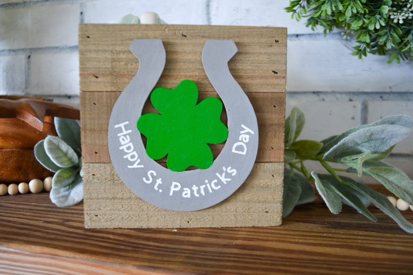 St. Patrick's Day Decor-Small Wood Rustic Horseshoe Sign-Irish Decor-St. Patty's Day