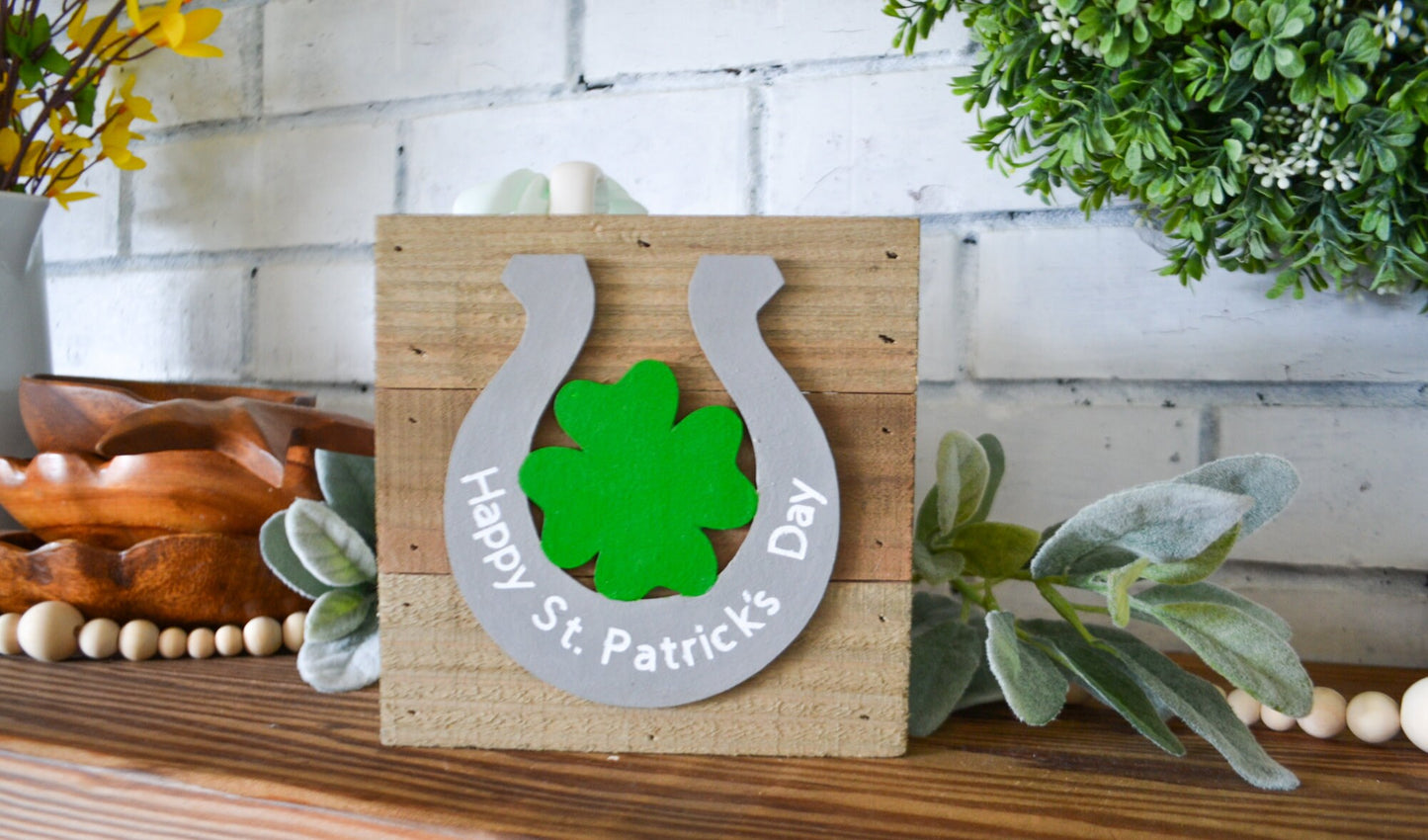 St. Patrick's Day Decor-Small Wood Rustic Horseshoe Sign-Irish Decor-St. Patty's Day