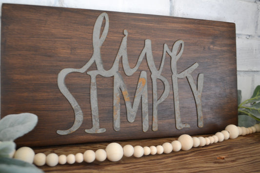 Live Simply Sign, Rustic Wood Decor, Simple Living, Inspirational Sign