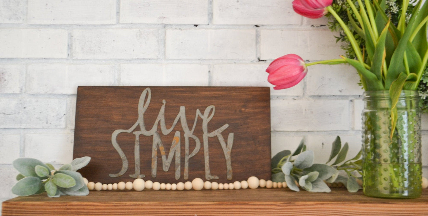 Live Simply Sign, Rustic Wood Decor, Simple Living, Inspirational Sign