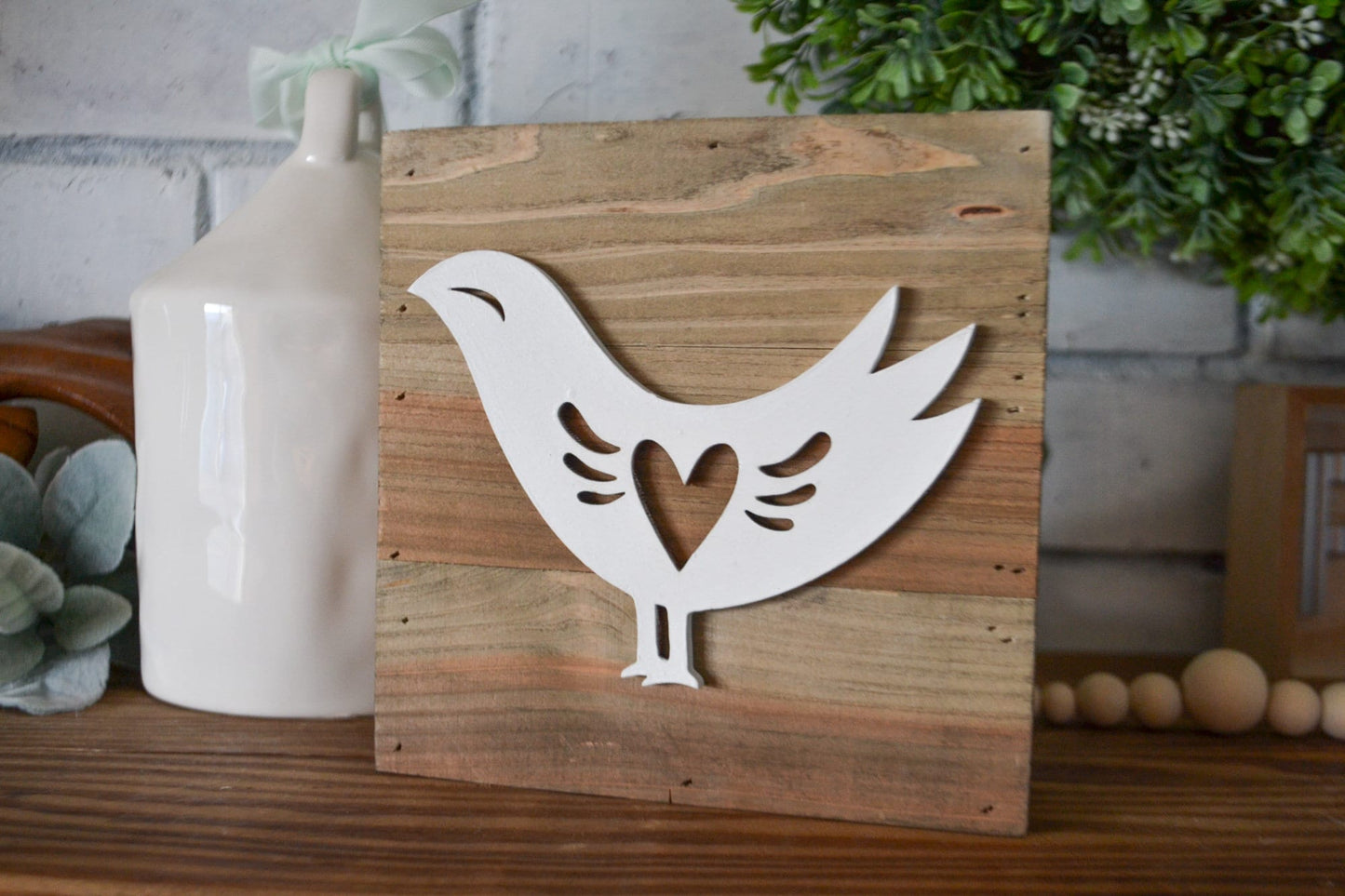 Love Bird Valentine Farmhouse Decor-Small Wood Rustic Bird Sign