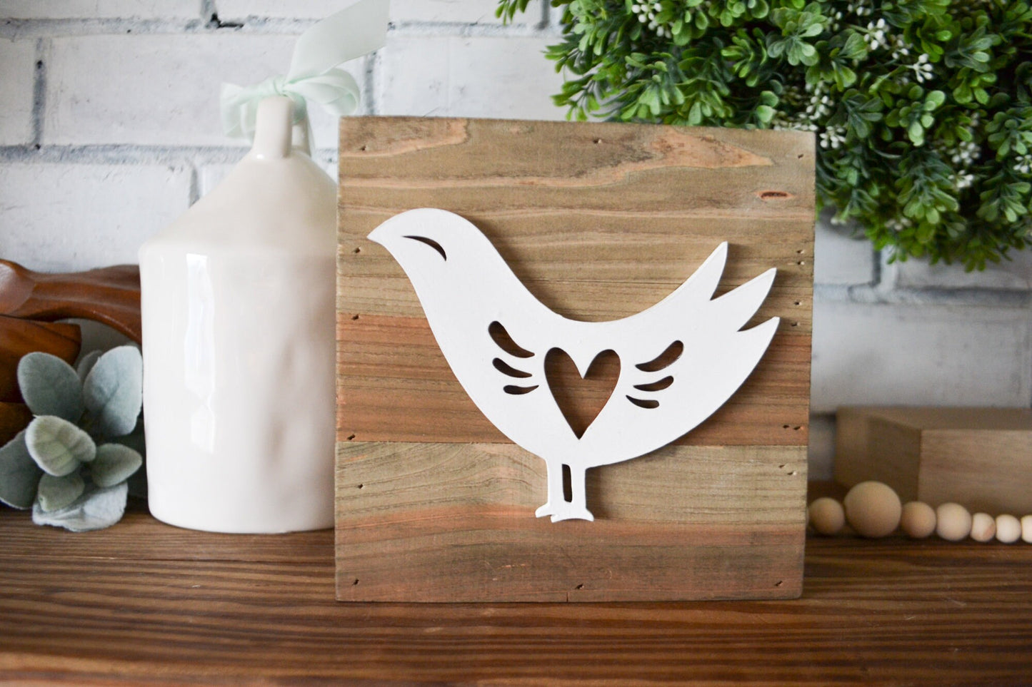 Love Bird Valentine Farmhouse Decor-Small Wood Rustic Bird Sign