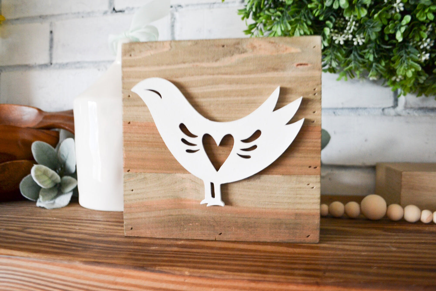 Love Bird Valentine Farmhouse Decor-Small Wood Rustic Bird Sign