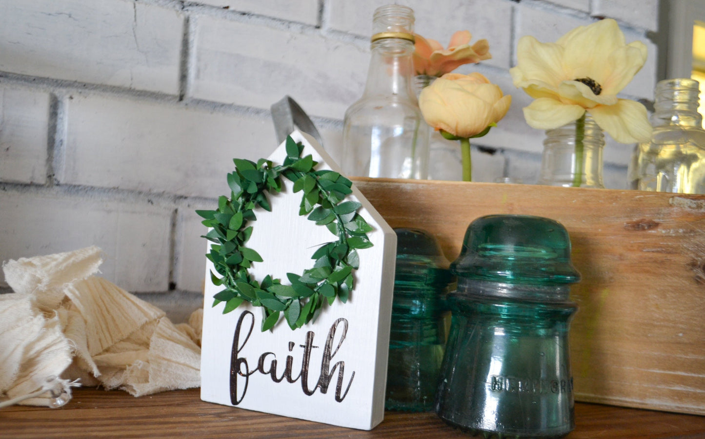 Mini Faith Wreath House Decor-Mini Sign Decor-Tiered Tray Decor-Faith Decor