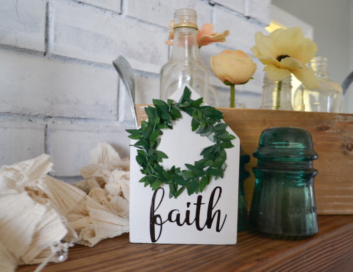 Mini Faith Wreath House Decor-Mini Sign Decor-Tiered Tray Decor-Faith Decor