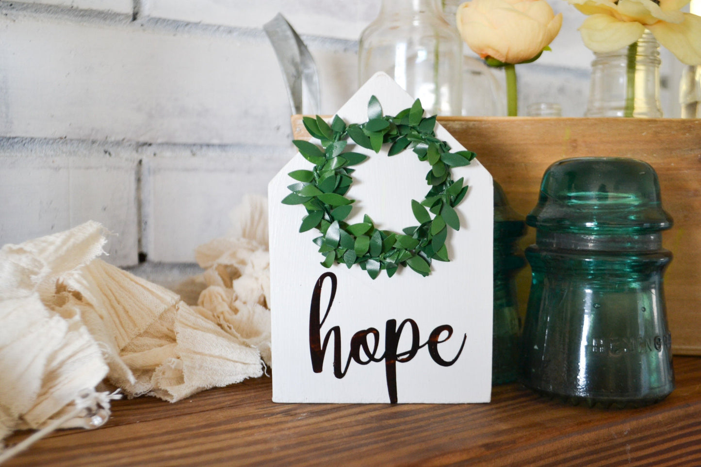 Mini Hope Wreath House Decor-Mini Sign Decor-Tiered Tray Decor