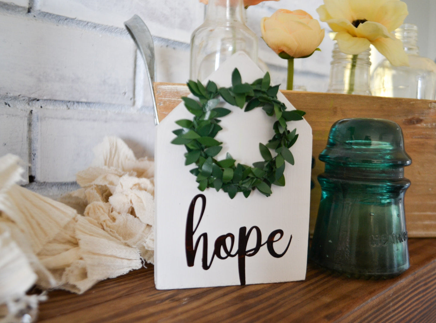 Mini Hope Wreath House Decor-Mini Sign Decor-Tiered Tray Decor