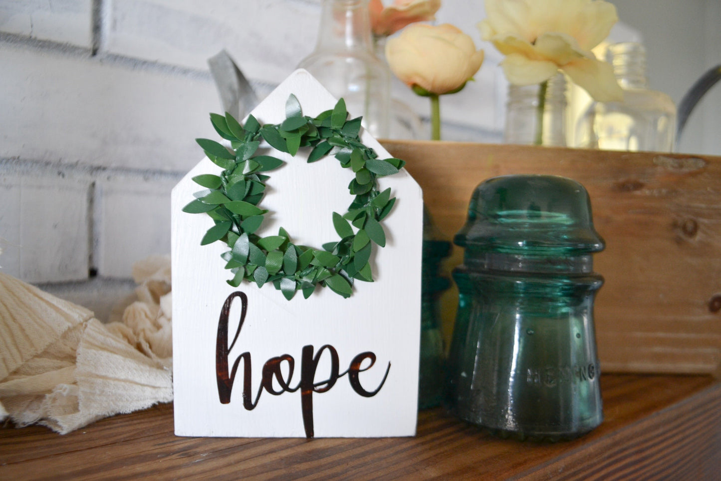 Mini Hope Wreath House Decor-Mini Sign Decor-Tiered Tray Decor