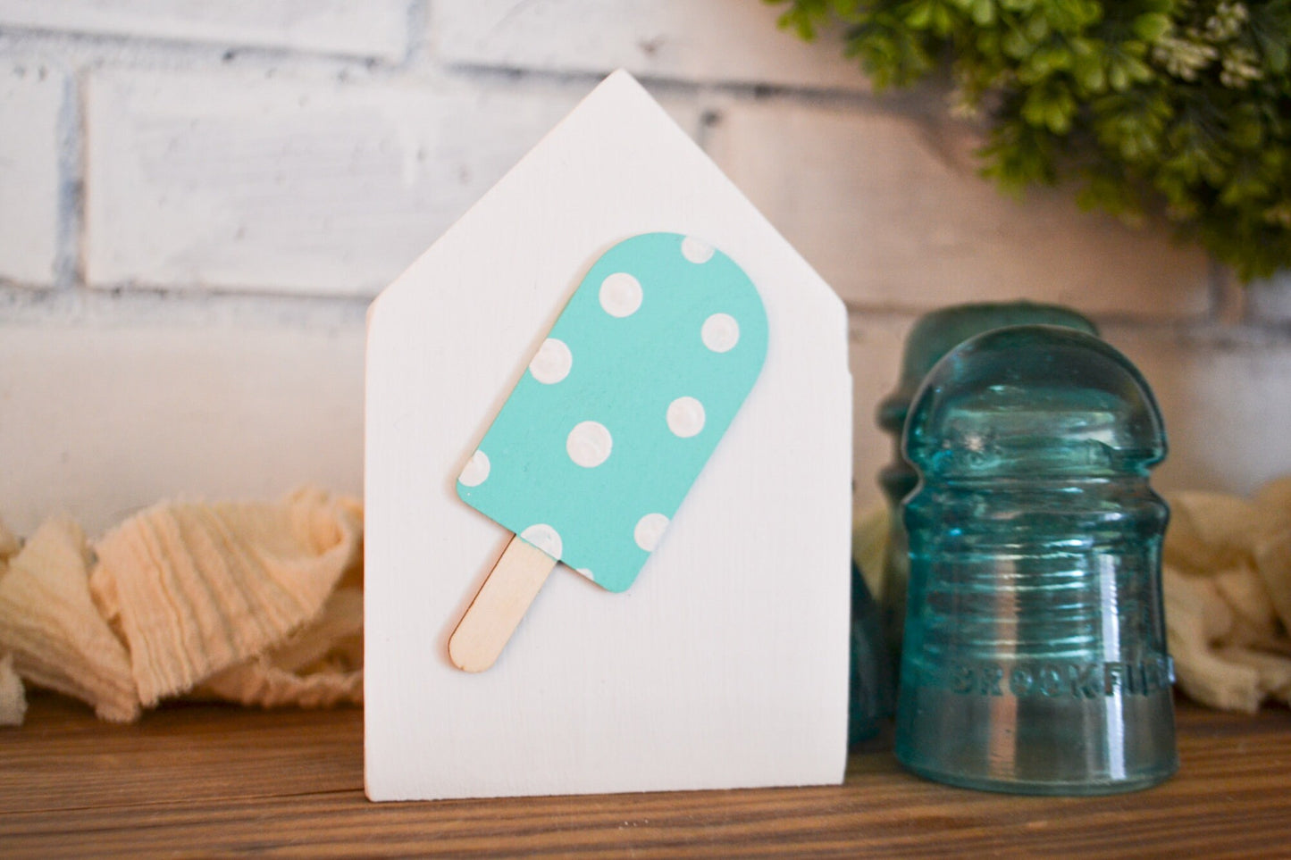 Popsicle Summer Decor- House Shaped Sign-Mini Sign Decor-Tiered Tray Decor-Polka Dot Decor