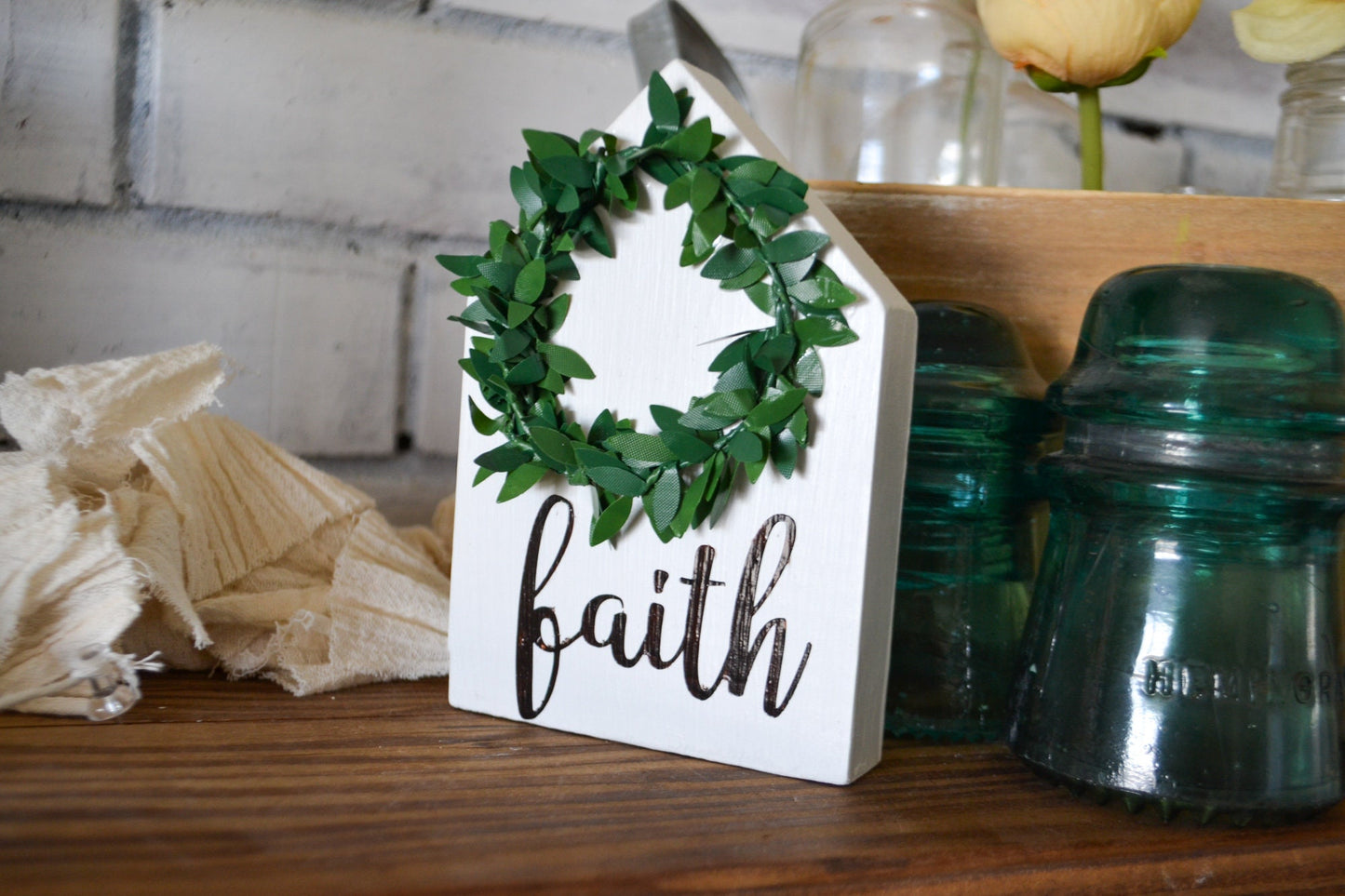 Mini Faith Wreath House Decor-Mini Sign Decor-Tiered Tray Decor-Faith Decor