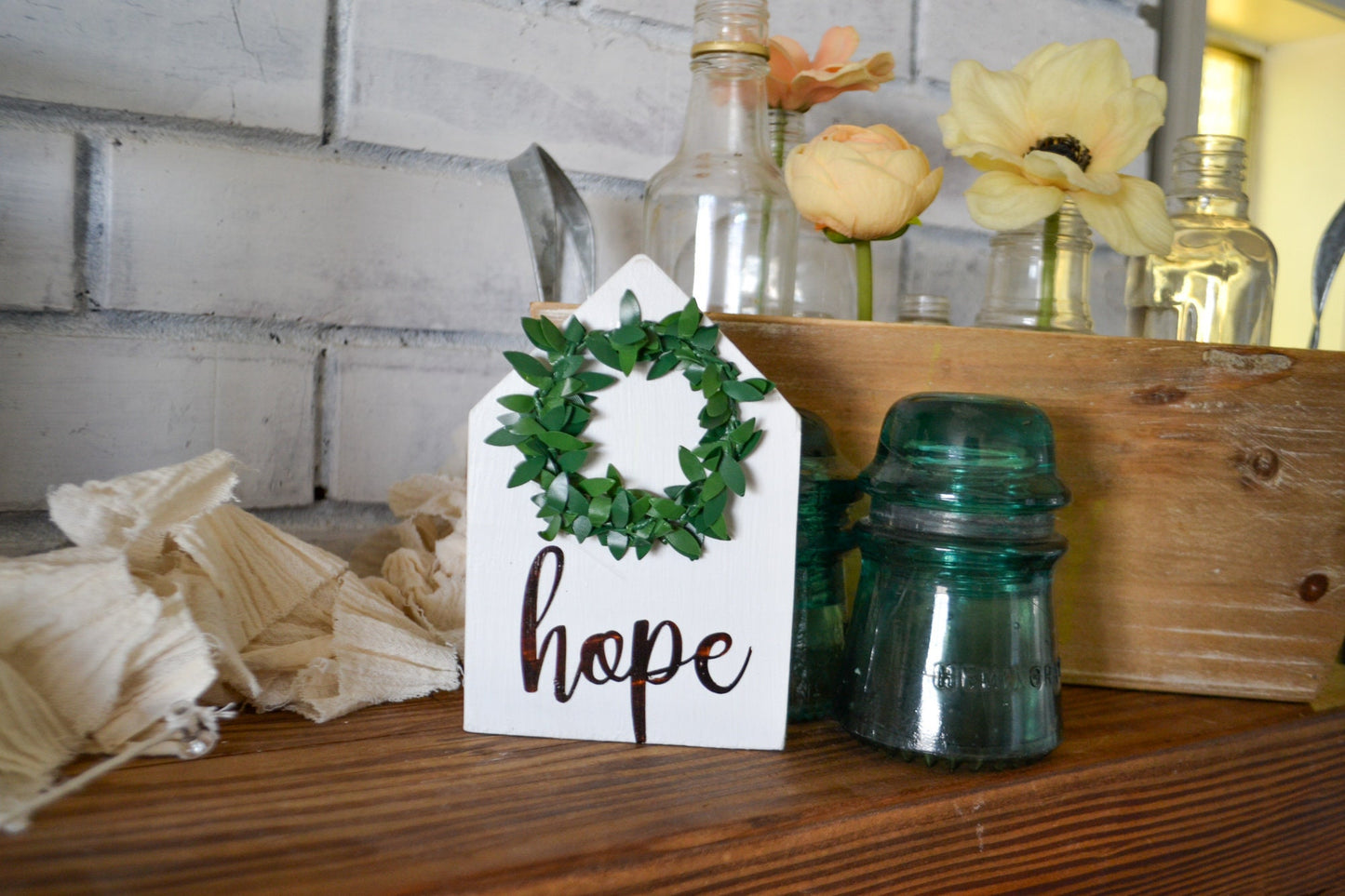 Mini Hope Wreath House Decor-Mini Sign Decor-Tiered Tray Decor