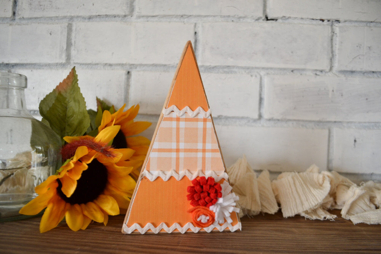 Wooden Triangle Fall Decor-Rustic Halloween Decor-Fall Farmhouse Decor-Tiered Tray Decor