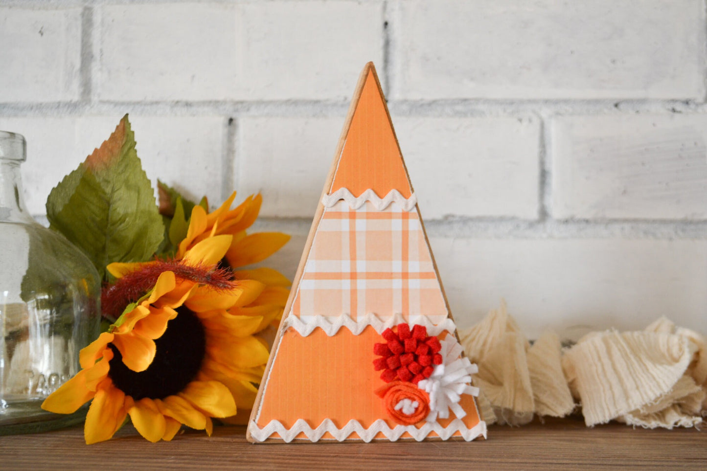 Wooden Triangle Fall Decor-Rustic Halloween Decor-Fall Farmhouse Decor-Tiered Tray Decor