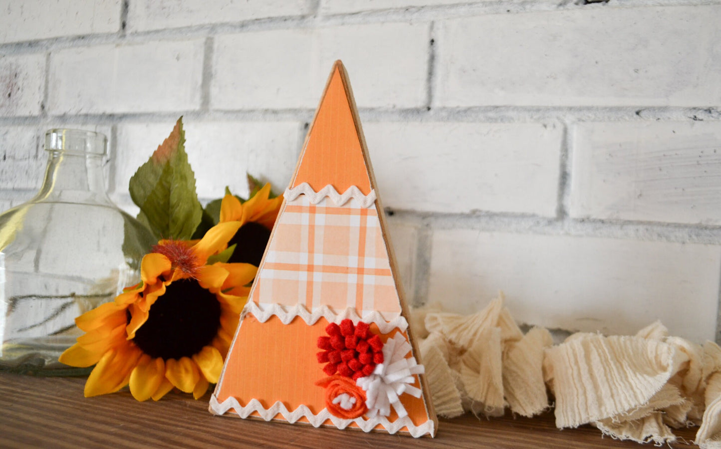 Wooden Triangle Fall Decor-Rustic Halloween Decor-Fall Farmhouse Decor-Tiered Tray Decor