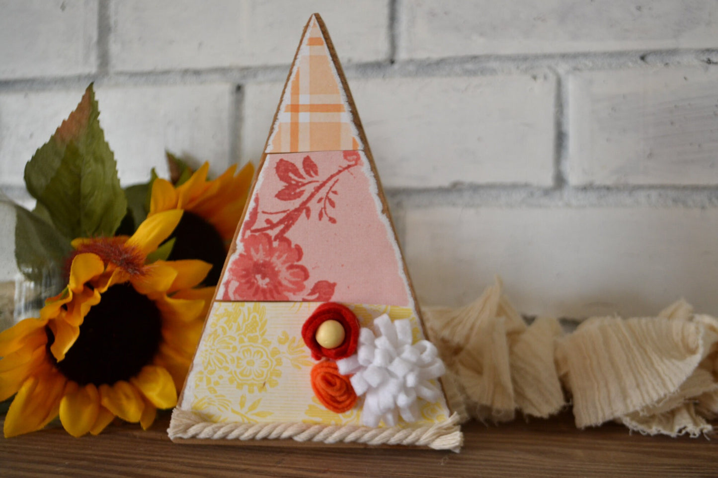 Wooden Triangle Wood Tree Fall Decor-Rustic Halloween Decor-Fall Farmhouse Decor-Tiered Tray Decor