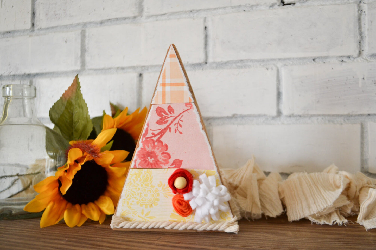 Wooden Triangle Wood Tree Fall Decor-Rustic Halloween Decor-Fall Farmhouse Decor-Tiered Tray Decor