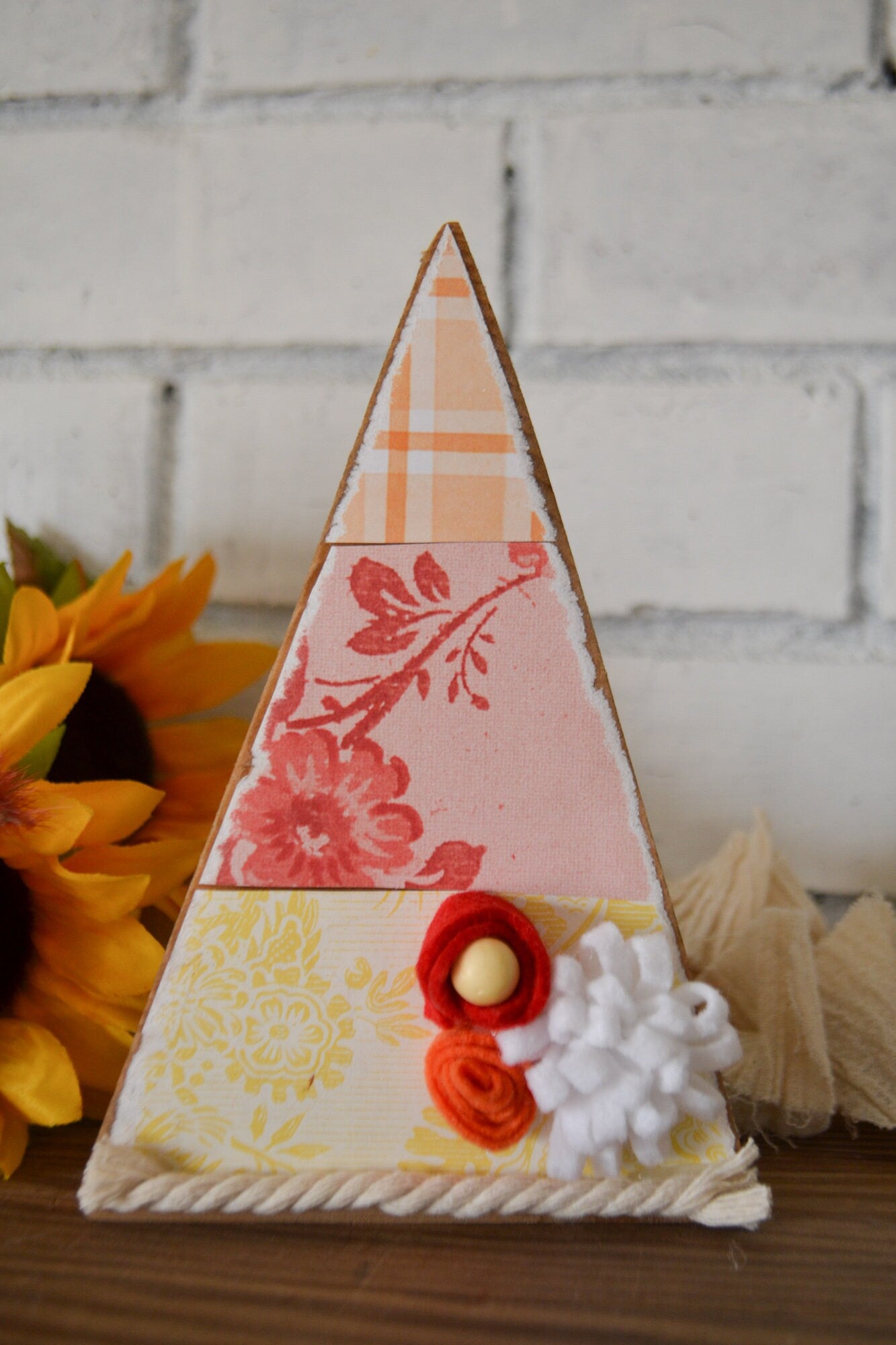 Wooden Triangle Wood Tree Fall Decor-Rustic Halloween Decor-Fall Farmhouse Decor-Tiered Tray Decor