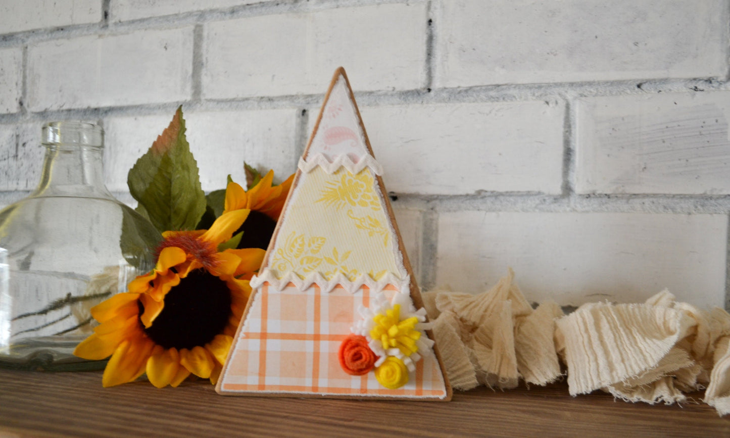 Wooden Triangle Fall Tree Decor-Rustic Halloween Decor-Fall Farmhouse Decor-Tiered Tray Decor