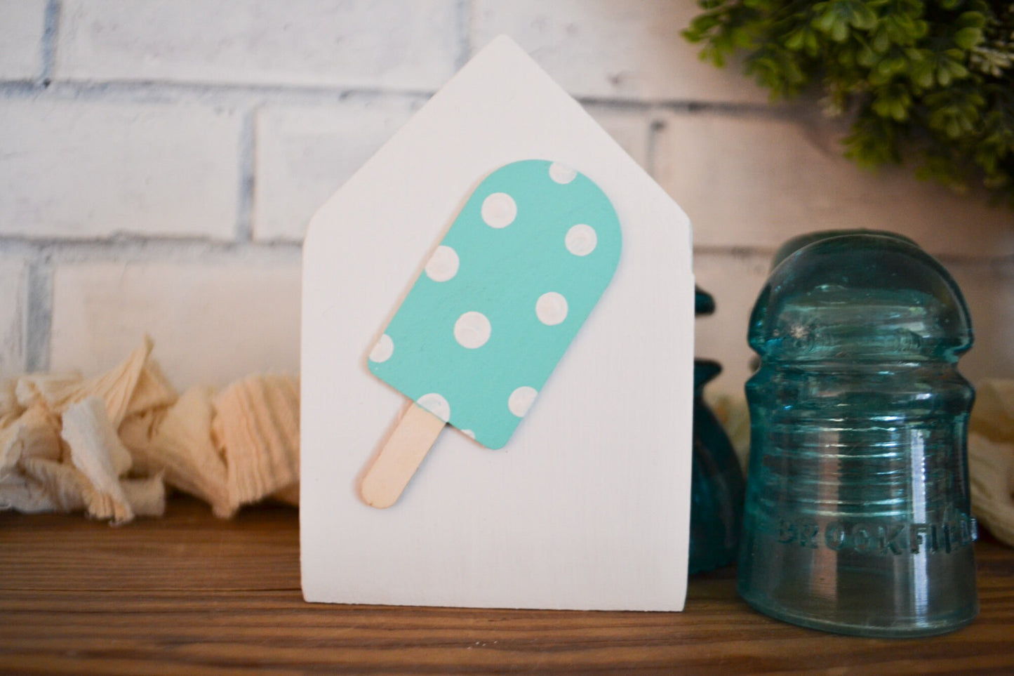 Popsicle Summer Decor- House Shaped Sign-Mini Sign Decor-Tiered Tray Decor-Polka Dot Decor