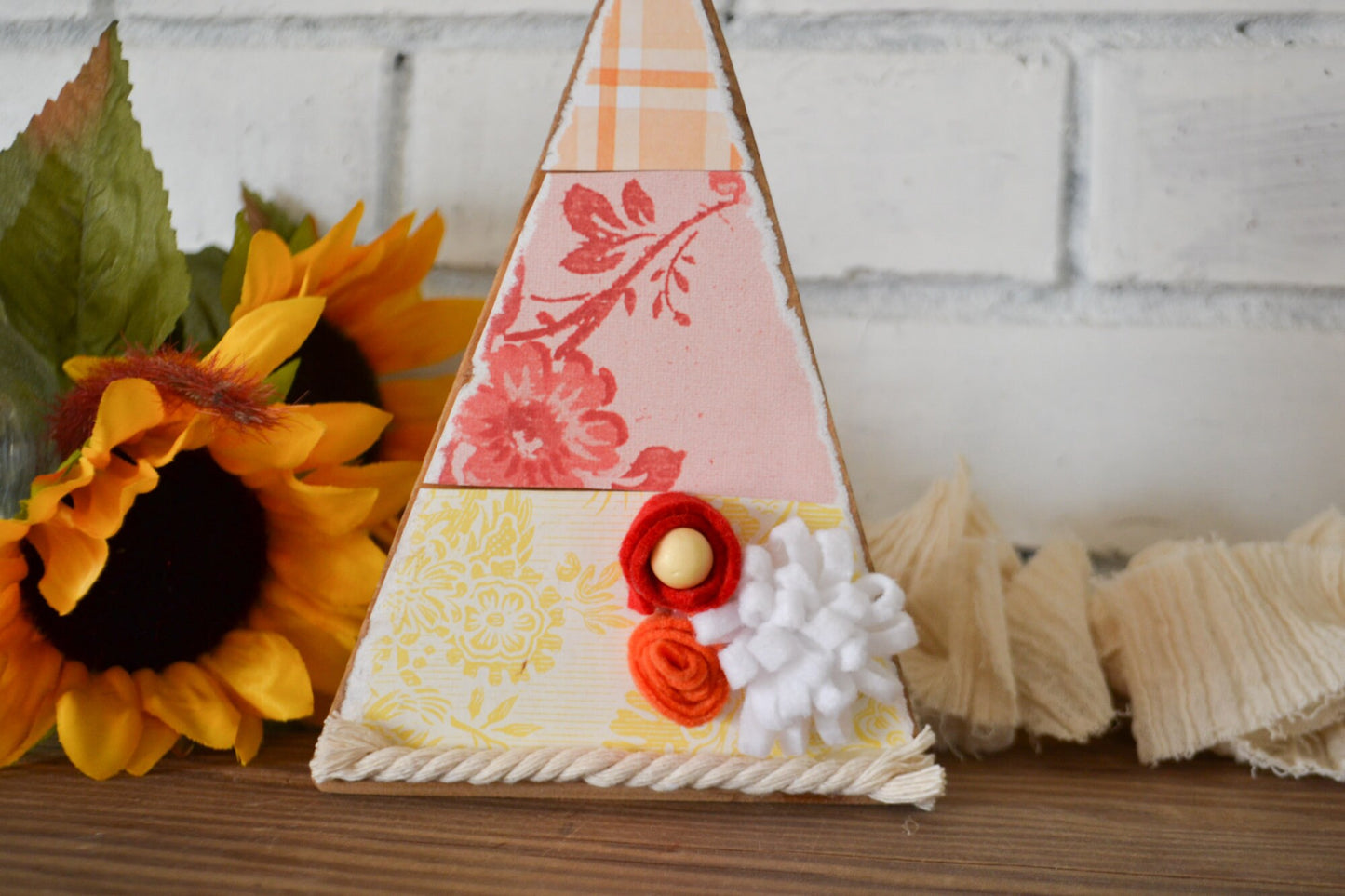 Wooden Triangle Wood Tree Fall Decor-Rustic Halloween Decor-Fall Farmhouse Decor-Tiered Tray Decor