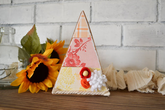 Wooden Triangle Wood Tree Fall Decor-Rustic Halloween Decor-Fall Farmhouse Decor-Tiered Tray Decor