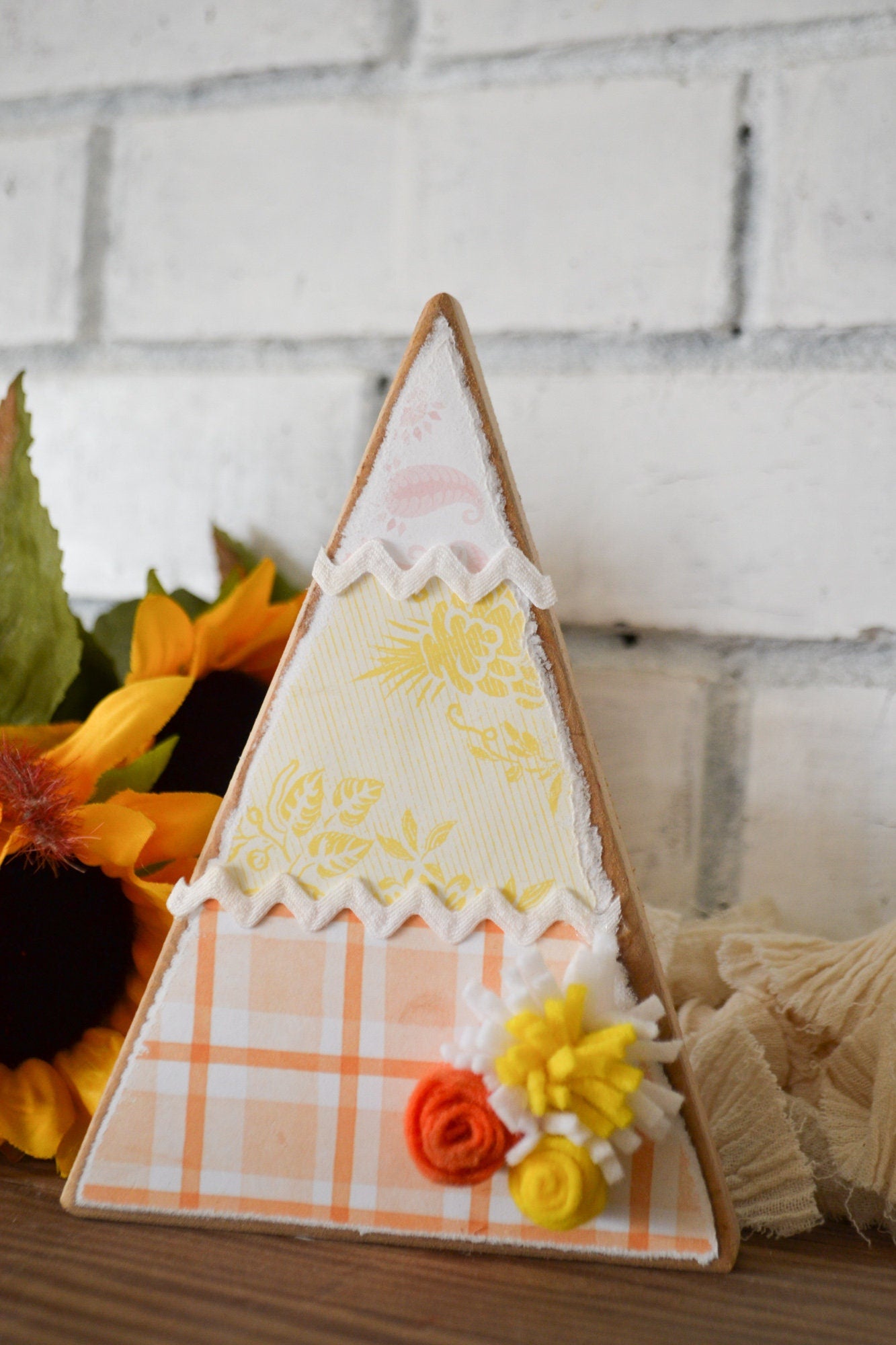 Wooden Triangle Fall Tree Decor-Rustic Halloween Decor-Fall Farmhouse Decor-Tiered Tray Decor