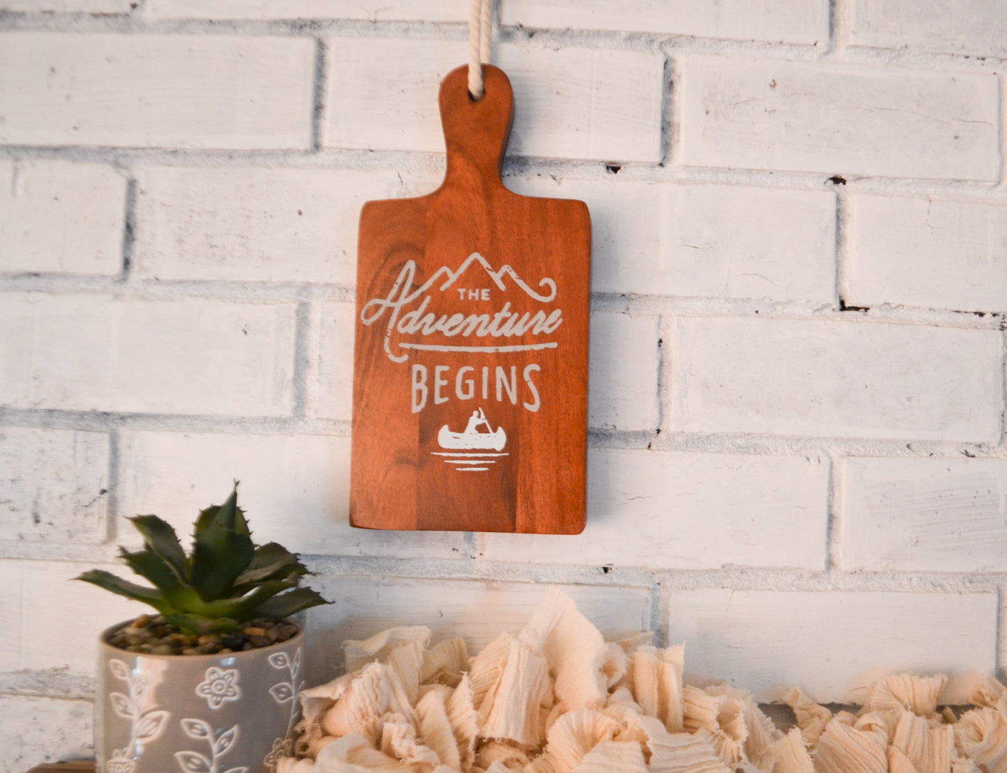 The Adventure Begins Small Sign-Solid Wood Sign-Adventure Sign-Farmhouse Sign