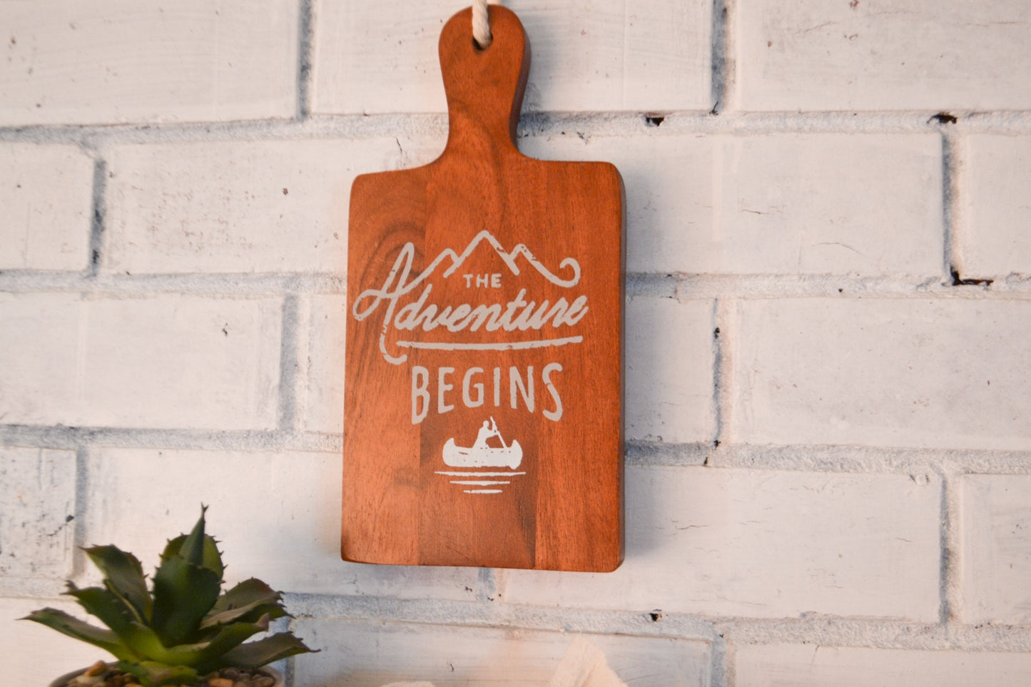 The Adventure Begins Small Sign-Solid Wood Sign-Adventure Sign-Farmhouse Sign