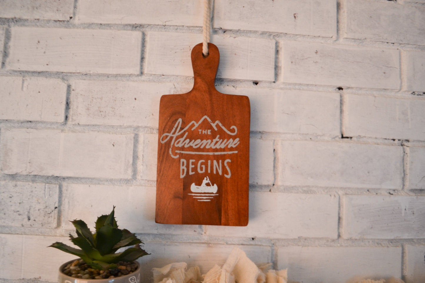 The Adventure Begins Small Sign-Solid Wood Sign-Adventure Sign-Farmhouse Sign